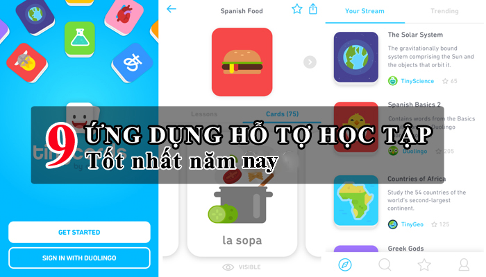 ung dung ho tro hoc tap pho bien