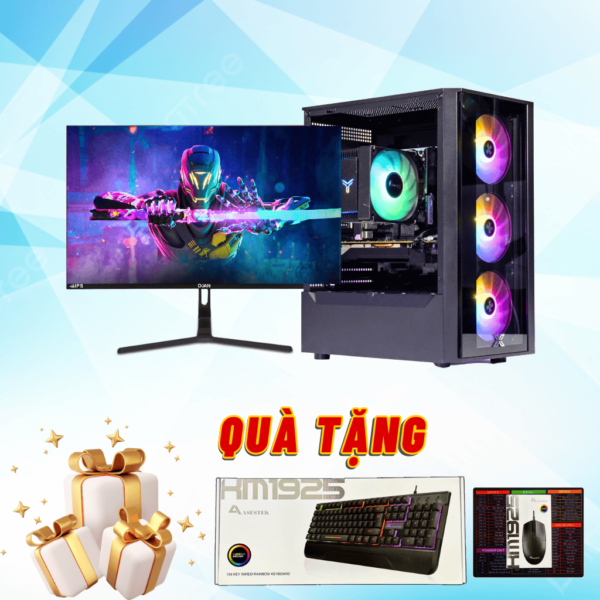 Trọn bộ: Case H610M-D/ Chip i5 12400F/ Ram 16GB/ NVME 256GB/ GTX 1060 3GB (Wifi )/ Màn hình 24inch FHD 75Hz