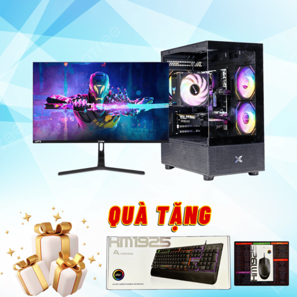 Trọn bộ: Case H610M-D/ Chip i5 12400F/ Ram 16GB/ NVME 256GB/ RTX 2060 6GB (Wifi )/ Màn hình 24inch FHD 75Hz