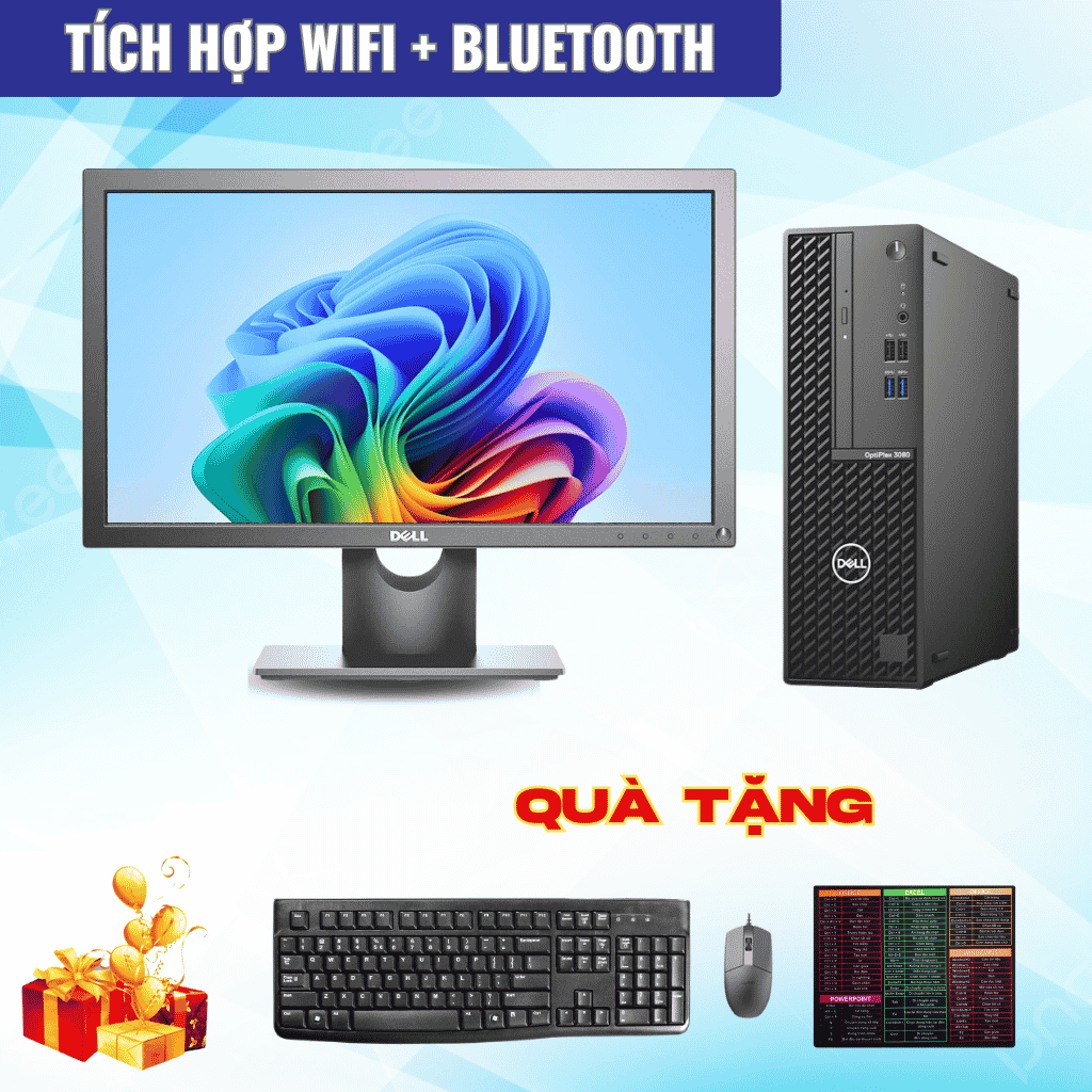 Trọn bộ DELL 3080: Chip i7 10700/ Ram 16GB/ SSD 240GB – Màn hình Dell 22inch (Wifi + Bluetooth)